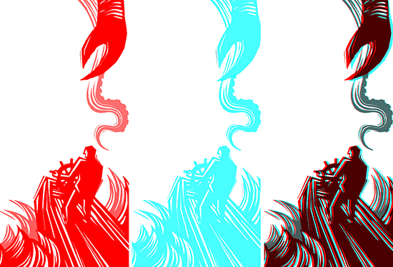 3D separation linocut